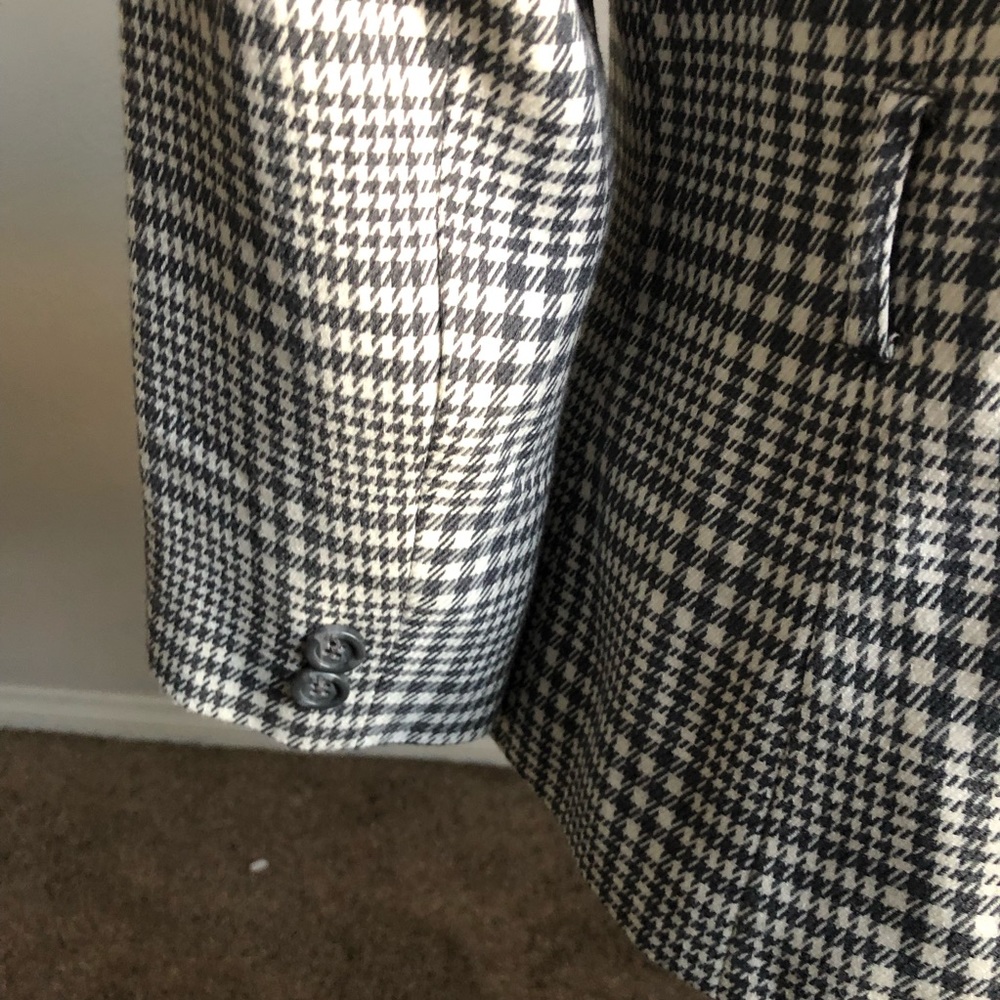 Lifestyle Attitude by Larry Levine Collarless Houndstooth Jacket M Grey White - Picture 13 of 15